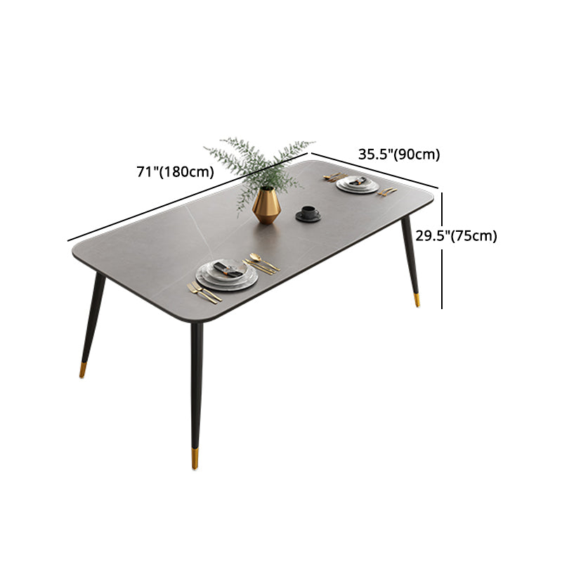 Modern Rectangle Dining Table Set 1/2/5/7 Pieces Grey Sintered Stone Top Dinette Set Clearhalo 'Dining Room Sets' 'Dining Tables & Seating' 'dining_room_set' 'furn' 'furn_dining_room_set' 'Furniture' 'furniture_dining_room_set' 'Kitchen & Dining Furniture' 5062509