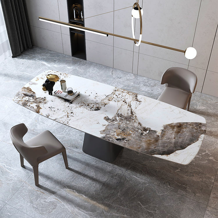 Modern Rectangle Dinette Set 1/3/4/7 Pieces Sintered Stone Top Dining Table Set Clearhalo 'Dining Room Sets' 'Dining Tables & Seating' 'dining_room_set' 'furn' 'furn_dining_room_set' 'Furniture' 'furniture_dining_room_set' 'Kitchen & Dining Furniture' 5062531