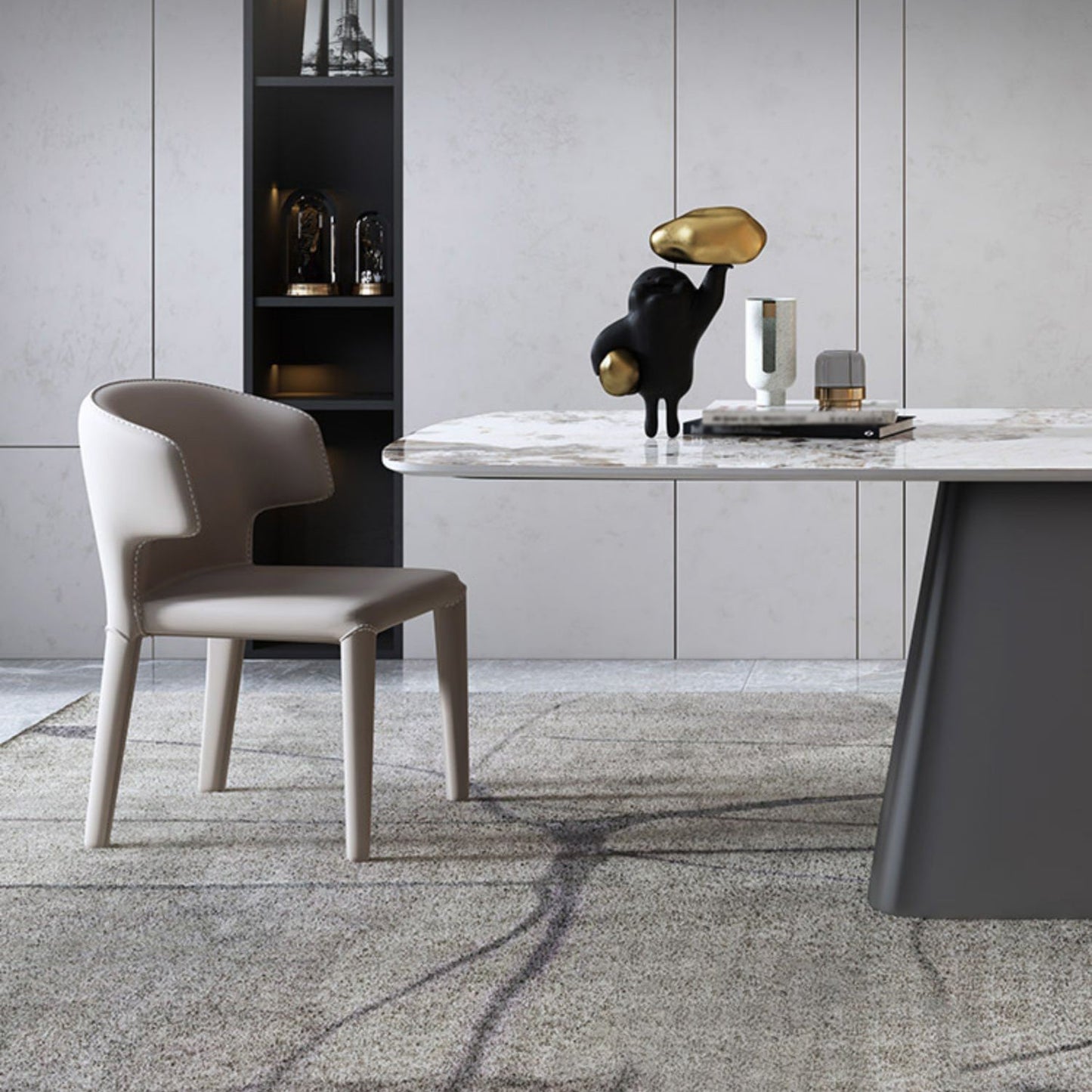 Modern Rectangle Dinette Set 1/3/4/7 Pieces Sintered Stone Top Dining Table Set Clearhalo 'Dining Room Sets' 'Dining Tables & Seating' 'dining_room_set' 'furn' 'furn_dining_room_set' 'Furniture' 'furniture_dining_room_set' 'Kitchen & Dining Furniture' 5062536