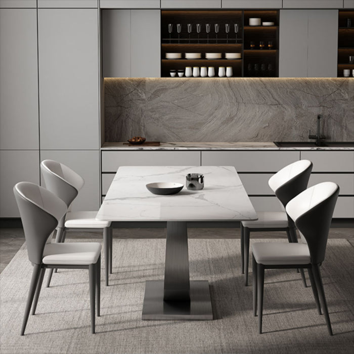 Designer Style Sintered Stone Dining Set Rectangle 1/4/5/7 Pieces Dining Table Set 5 Pieces: Table, 4 Chairs Clearhalo 'Dining Room Sets' 'Dining Tables & Seating' 'dining_room_set' 'furn' 'furn_dining_room_set' 'Furniture' 'furniture_dining_room_set' 'Kitchen & Dining Furniture' 5062543