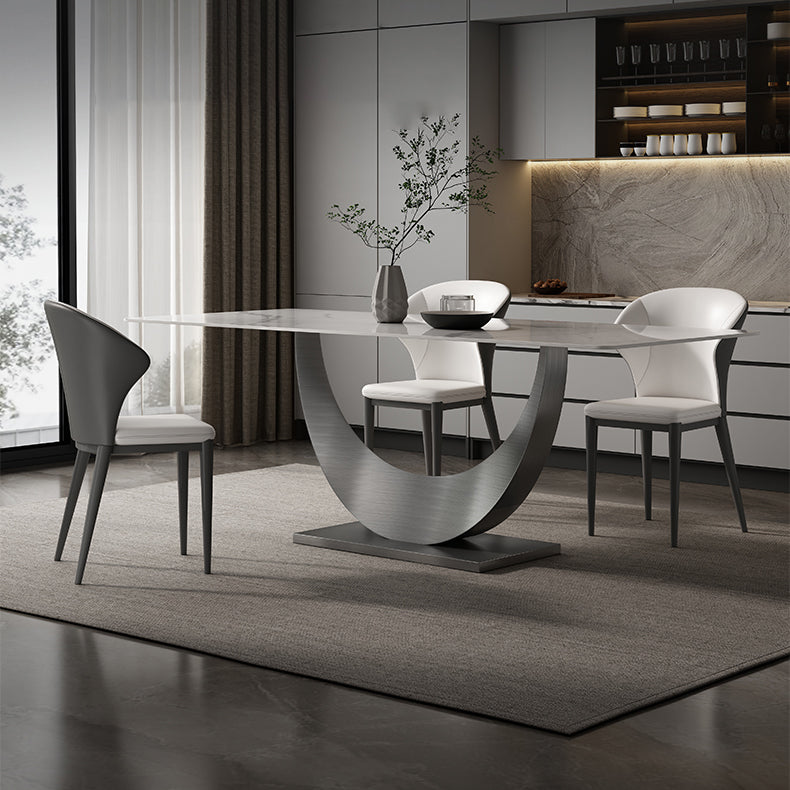 Designer Style Sintered Stone Dining Set Rectangle 1/4/5/7 Pieces Dining Table Set Clearhalo 'Dining Room Sets' 'Dining Tables & Seating' 'dining_room_set' 'furn' 'furn_dining_room_set' 'Furniture' 'furniture_dining_room_set' 'Kitchen & Dining Furniture' 5062545