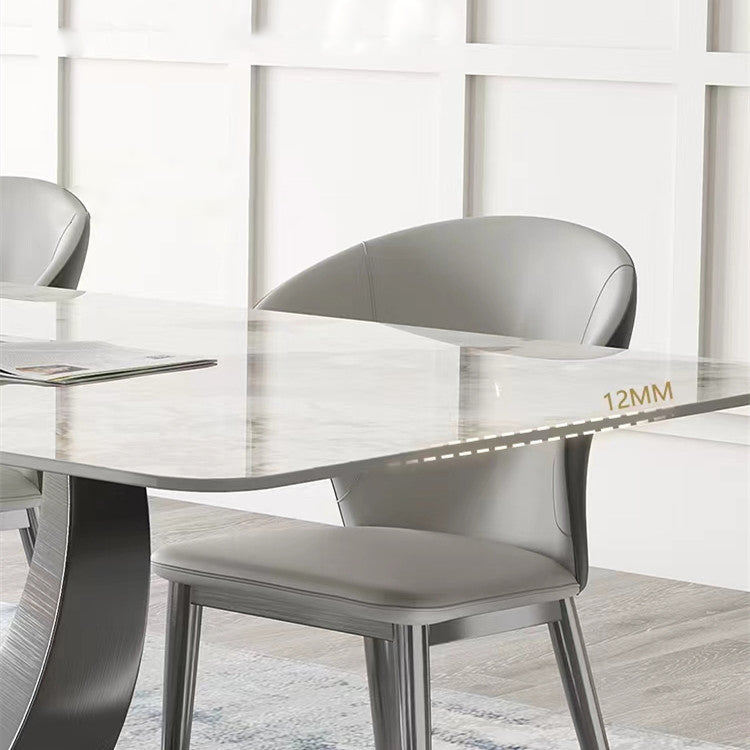 Designer Style Sintered Stone Dining Set Rectangle 1/4/5/7 Pieces Dining Table Set Clearhalo 'Dining Room Sets' 'Dining Tables & Seating' 'dining_room_set' 'furn' 'furn_dining_room_set' 'Furniture' 'furniture_dining_room_set' 'Kitchen & Dining Furniture' 5062550