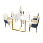 Glam Iron Dinette Set 1/2/5/7 Pieces Dining Table Set with Rectangle Sintered Stone Top 5 Pieces: White Table, 4 White Chairs Clearhalo 'Dining Room Sets' 'Dining Tables & Seating' 'dining_room_set' 'furn' 'furn_dining_room_set' 'Furniture' 'furniture_dining_room_set' 'Kitchen & Dining Furniture' 5062565