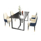 Glam Iron Dinette Set 1/2/5/7 Pieces Dining Table Set with Rectangle Sintered Stone Top 5 Pieces: Black Table, 4 White Chairs Clearhalo 'Dining Room Sets' 'Dining Tables & Seating' 'dining_room_set' 'furn' 'furn_dining_room_set' 'Furniture' 'furniture_dining_room_set' 'Kitchen & Dining Furniture' 5062568