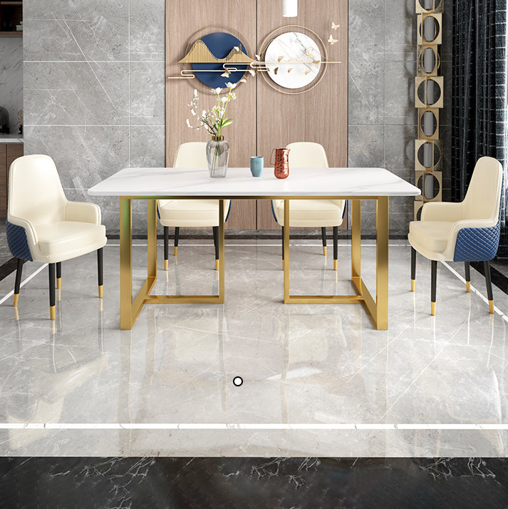 Glam Iron Dinette Set 1/2/5/7 Pieces Dining Table Set with Rectangle Sintered Stone Top Clearhalo 'Dining Room Sets' 'Dining Tables & Seating' 'dining_room_set' 'furn' 'furn_dining_room_set' 'Furniture' 'furniture_dining_room_set' 'Kitchen & Dining Furniture' 5062571