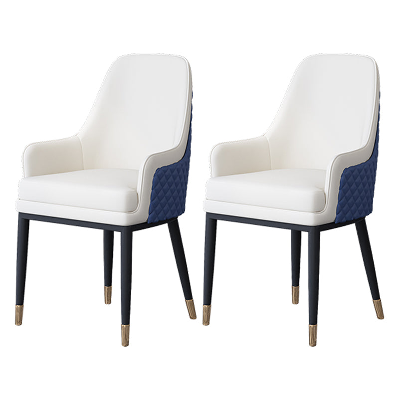 Glam Iron Dinette Set 1/2/5/7 Pieces Dining Table Set with Rectangle Sintered Stone Top 2 White Chairs Clearhalo 'Dining Room Sets' 'Dining Tables & Seating' 'dining_room_set' 'furn' 'furn_dining_room_set' 'Furniture' 'furniture_dining_room_set' 'Kitchen & Dining Furniture' 5062576