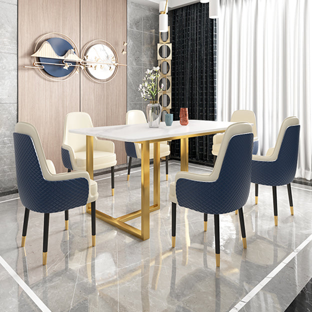 Glam Iron Dinette Set 1/2/5/7 Pieces Dining Table Set with Rectangle Sintered Stone Top Clearhalo 'Dining Room Sets' 'Dining Tables & Seating' 'dining_room_set' 'furn' 'furn_dining_room_set' 'Furniture' 'furniture_dining_room_set' 'Kitchen & Dining Furniture' 5062581