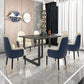 Glam Iron Dinette Set 1/2/5/7 Pieces Dining Table Set with Rectangle Sintered Stone Top Clearhalo 'Dining Room Sets' 'Dining Tables & Seating' 'dining_room_set' 'furn' 'furn_dining_room_set' 'Furniture' 'furniture_dining_room_set' 'Kitchen & Dining Furniture' 5062583