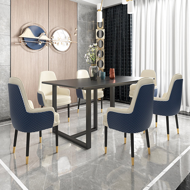 Glam Iron Dinette Set 1/2/5/7 Pieces Dining Table Set with Rectangle Sintered Stone Top Clearhalo 'Dining Room Sets' 'Dining Tables & Seating' 'dining_room_set' 'furn' 'furn_dining_room_set' 'Furniture' 'furniture_dining_room_set' 'Kitchen & Dining Furniture' 5062583