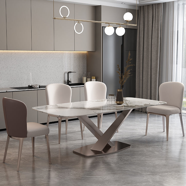 Modern Sintered Stone Top Dining Set Rectangle 1/4/5/6/7 Pieces Dining Room Table Set Clearhalo 'Dining Room Sets' 'Dining Tables & Seating' 'dining_room_set' 'furn' 'furn_dining_room_set' 'Furniture' 'furniture_dining_room_set' 'Kitchen & Dining Furniture' 5062601