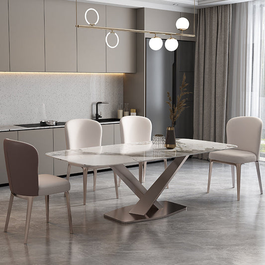 Modern Sintered Stone Top Dining Set Rectangle 1/4/5/6/7 Pieces Dining Room Table Set Clearhalo 'Dining Room Sets' 'Dining Tables & Seating' 'dining_room_set' 'furn' 'furn_dining_room_set' 'Furniture' 'furniture_dining_room_set' 'Kitchen & Dining Furniture' 5062601