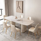 Modern Leatherwear Dinette Set 1/4/5/7 Pieces White Sintered Stone Top Dining Table Set 7 Pieces: Table, 6 Chairs Clearhalo 'Dining Room Sets' 'Dining Tables & Seating' 'dining_room_set' 'furn' 'furn_dining_room_set' 'Furniture' 'furniture_dining_room_set' 'Kitchen & Dining Furniture' 5062608