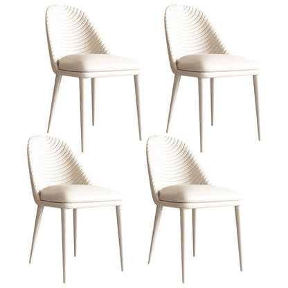 Modern Leatherwear Dinette Set 1/4/5/7 Pieces White Sintered Stone Top Dining Table Set 4 Beige Chairs Clearhalo 'Dining Room Sets' 'Dining Tables & Seating' 'dining_room_set' 'furn' 'furn_dining_room_set' 'Furniture' 'furniture_dining_room_set' 'Kitchen & Dining Furniture' 5062610