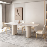 Modern Leatherwear Dinette Set 1/4/5/7 Pieces White Sintered Stone Top Dining Table Set Clearhalo 'Dining Room Sets' 'Dining Tables & Seating' 'dining_room_set' 'furn' 'furn_dining_room_set' 'Furniture' 'furniture_dining_room_set' 'Kitchen & Dining Furniture' 5062614