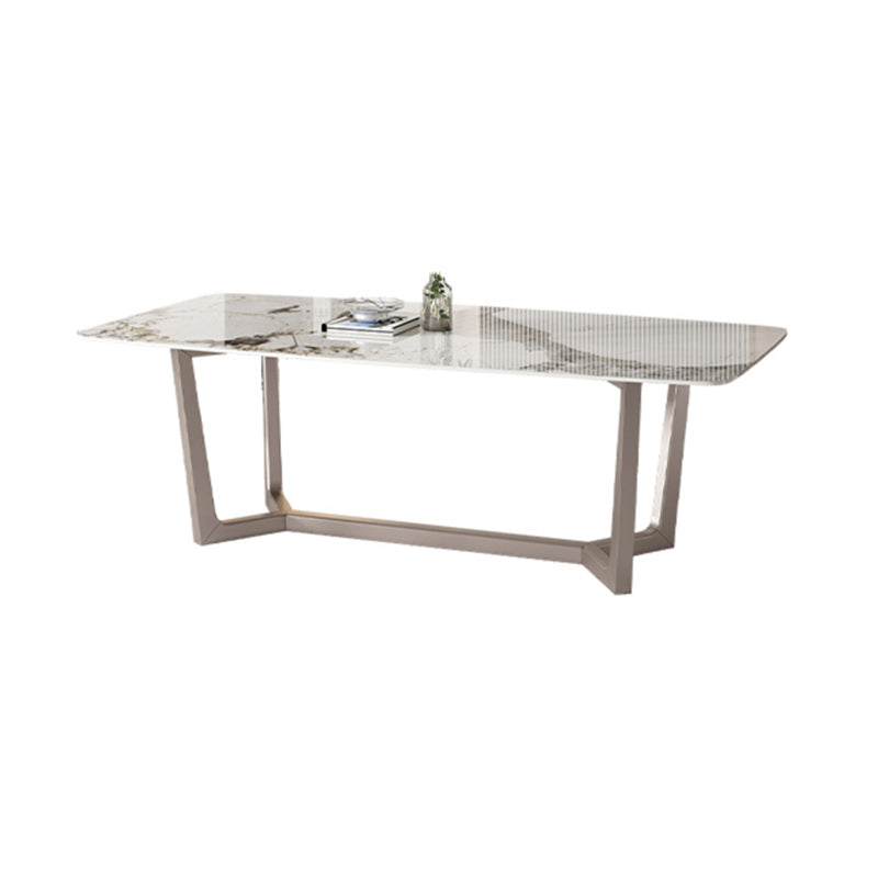 Luxury Sintered Stone Top Dining Set Rectangle 1/4/5/7 Pieces Dining Table Set White 87"L x 43"W Clearhalo 'Dining Room Sets' 'Dining Tables & Seating' 'dining_room_set' 'furn' 'furn_dining_room_set' 'Furniture' 'furniture_dining_room_set' 'Kitchen & Dining Furniture' 5062628