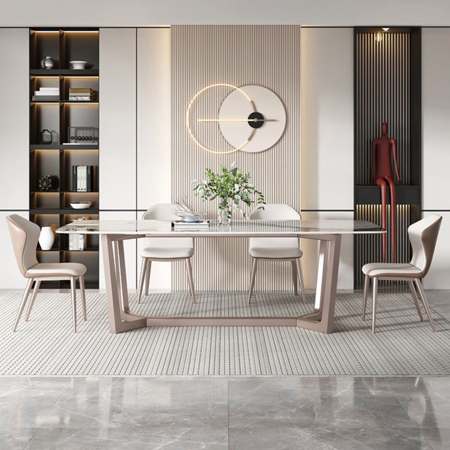 Luxury Sintered Stone Top Dining Set Rectangle 1/4/5/7 Pieces Dining Table Set 5 Pieces: Table, 4 Chairs Clearhalo 'Dining Room Sets' 'Dining Tables & Seating' 'dining_room_set' 'furn' 'furn_dining_room_set' 'Furniture' 'furniture_dining_room_set' 'Kitchen & Dining Furniture' 5062632