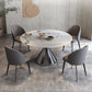 Modern Grey Steel Dinette Set 1/4/5/7 Pieces Round Sintered Stone Top Dining Table Set 5 Pieces: Table, 4 Chairs Clearhalo 'Dining Room Sets' 'Dining Tables & Seating' 'dining_room_set' 'furn' 'furn_dining_room_set' 'Furniture' 'furniture_dining_room_set' 'Kitchen & Dining Furniture' 5062647