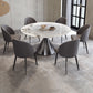 Modern Grey Steel Dinette Set 1/4/5/7 Pieces Round Sintered Stone Top Dining Table Set 7 Pieces: Table, 6 Chairs Clearhalo 'Dining Room Sets' 'Dining Tables & Seating' 'dining_room_set' 'furn' 'furn_dining_room_set' 'Furniture' 'furniture_dining_room_set' 'Kitchen & Dining Furniture' 5062652