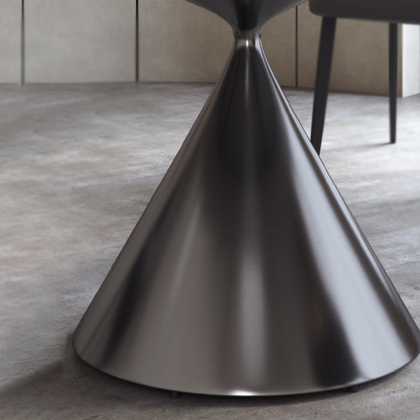 Modern Grey Steel Dinette Set 1/4/5/7 Pieces Round Sintered Stone Top Dining Table Set Clearhalo 'Dining Room Sets' 'Dining Tables & Seating' 'dining_room_set' 'furn' 'furn_dining_room_set' 'Furniture' 'furniture_dining_room_set' 'Kitchen & Dining Furniture' 5062656