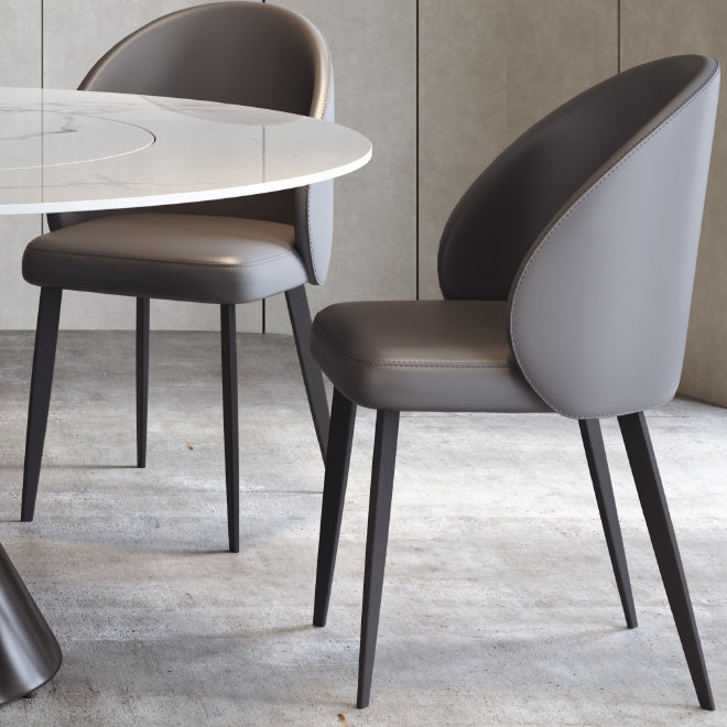 Modern Grey Steel Dinette Set 1/4/5/7 Pieces Round Sintered Stone Top Dining Table Set Clearhalo 'Dining Room Sets' 'Dining Tables & Seating' 'dining_room_set' 'furn' 'furn_dining_room_set' 'Furniture' 'furniture_dining_room_set' 'Kitchen & Dining Furniture' 5062657