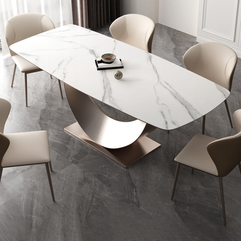 Modern Sintered Stone Top Dining Set Rectangle 1/4/5/6 Pieces Dining Room Table Set Clearhalo 'Dining Room Sets' 'Dining Tables & Seating' 'dining_room_set' 'furn' 'furn_dining_room_set' 'Furniture' 'furniture_dining_room_set' 'Kitchen & Dining Furniture' 5062664