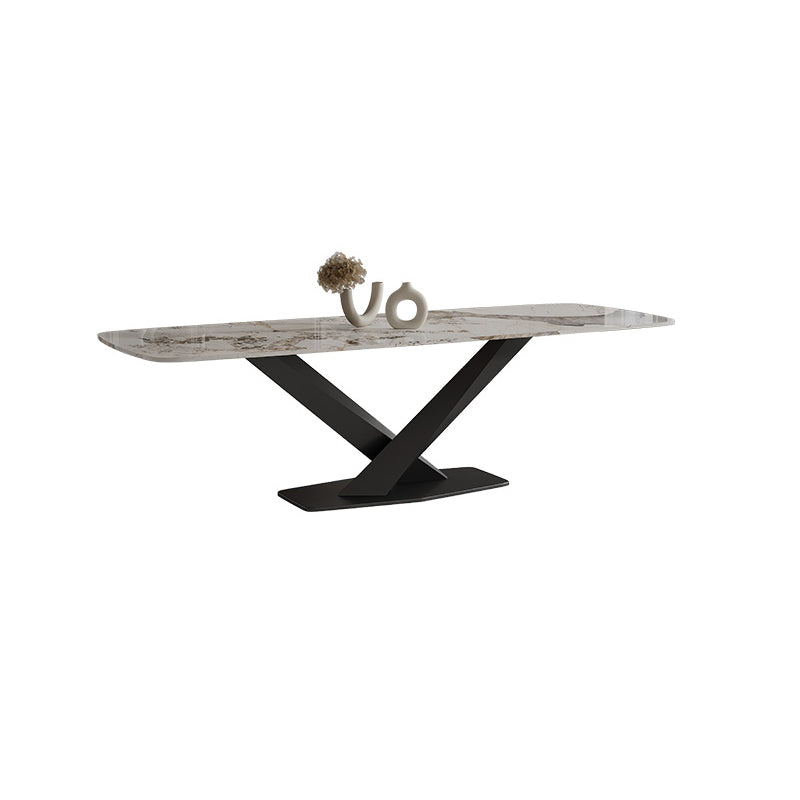 Modern Rectangle Dinette Set 1/3/4/5/7/9 Pieces Sintered Stone Top Dining Table Set White 70.9"L x 35.4"W Clearhalo 'Dining Room Sets' 'Dining Tables & Seating' 'dining_room_set' 'furn' 'furn_dining_room_set' 'Furniture' 'furniture_dining_room_set' 'Kitchen & Dining Furniture' 5062678