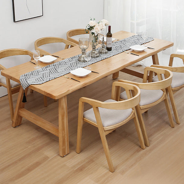 Solid Wood Top Dining Table Modern Simple Table with 4 Legs for Living Room 86.6"L x 35.4"W x 29.5"H Without Chairs Clearhalo 'Dining Tables & Seating' 'Dining Tables' 'dining_table' 'furn' 'furn_dining_table' 'Furniture' 'furniture_dining_table' 'Kitchen & Dining Furniture' 5062695