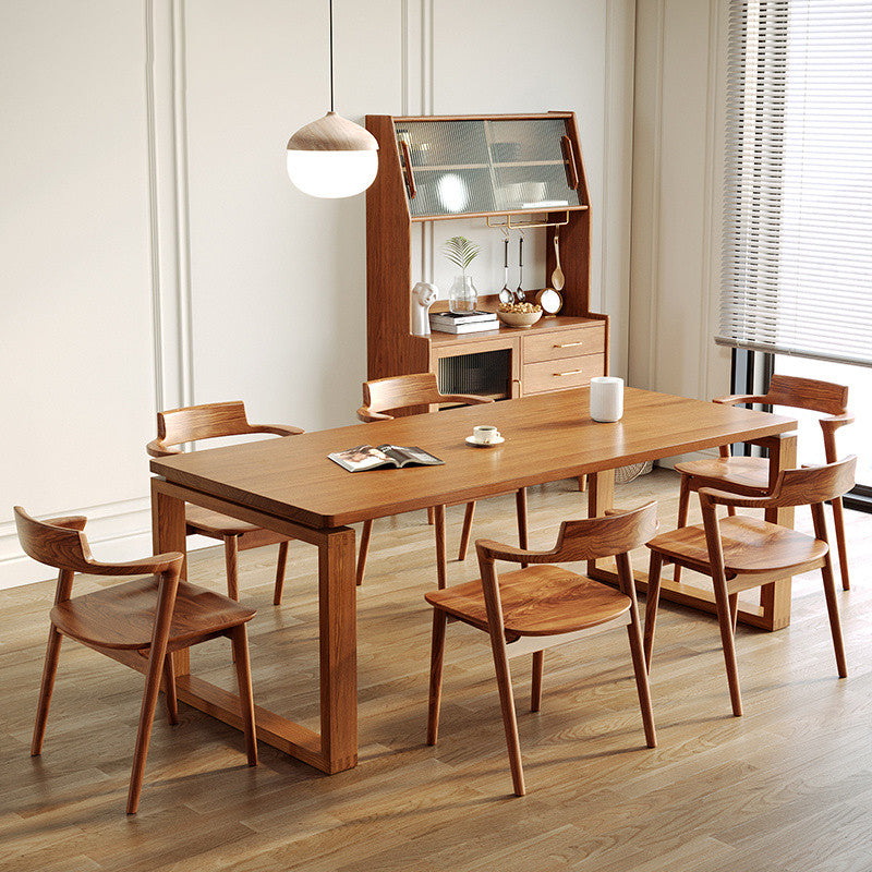 Modern Rectangle Counter Dining Table Trestle Solid Wood Natural Dining Site Table 63"L x 27.6"W x 29.5"H Without Chairs Clearhalo 'Dining Tables & Seating' 'Dining Tables' 'dining_table' 'furn' 'furn_dining_table' 'Furniture' 'furniture_dining_table' 'Kitchen & Dining Furniture' 5062711