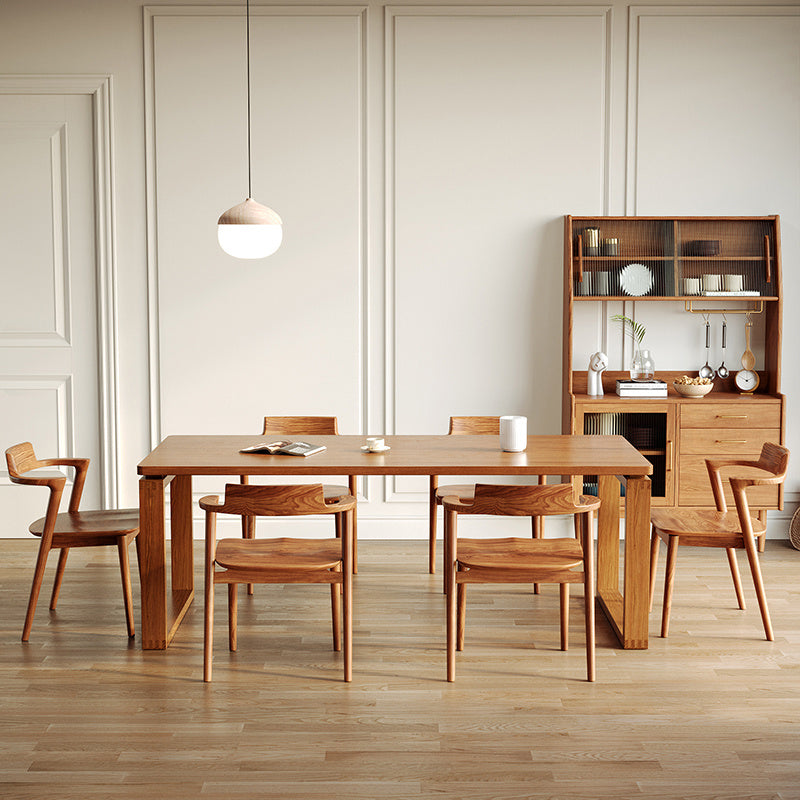 Modern Rectangle Counter Dining Table Trestle Solid Wood Natural Dining Site Table 70.9"L x 31.5"W x 29.5"H Without Chairs Clearhalo 'Dining Tables & Seating' 'Dining Tables' 'dining_table' 'furn' 'furn_dining_table' 'Furniture' 'furniture_dining_table' 'Kitchen & Dining Furniture' 5062712