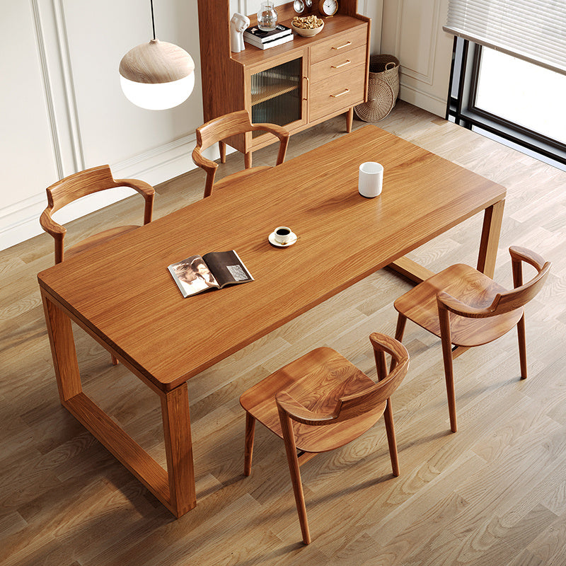 Modern Rectangle Counter Dining Table Trestle Solid Wood Natural Dining Site Table 78.7"L x 31.5"W x 29.5"H Without Chairs Clearhalo 'Dining Tables & Seating' 'Dining Tables' 'dining_table' 'furn' 'furn_dining_table' 'Furniture' 'furniture_dining_table' 'Kitchen & Dining Furniture' 5062713