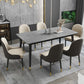 Black 4-foot Metal Dining Table Modern Stone Top Rectangle Dinette Table Gray Without Chairs Clearhalo 'Dining Tables & Seating' 'Dining Tables' 'dining_table' 'furn' 'furn_dining_table' 'Furniture' 'furniture_dining_table' 'Kitchen & Dining Furniture' 5062727