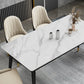 Black 4-foot Metal Dining Table Modern Stone Top Rectangle Dinette Table Clearhalo 'Dining Tables & Seating' 'Dining Tables' 'dining_table' 'furn' 'furn_dining_table' 'Furniture' 'furniture_dining_table' 'Kitchen & Dining Furniture' 5062732