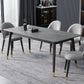 Black 4-foot Metal Dining Table Modern Stone Top Rectangle Dinette Table Clearhalo 'Dining Tables & Seating' 'Dining Tables' 'dining_table' 'furn' 'furn_dining_table' 'Furniture' 'furniture_dining_table' 'Kitchen & Dining Furniture' 5062733