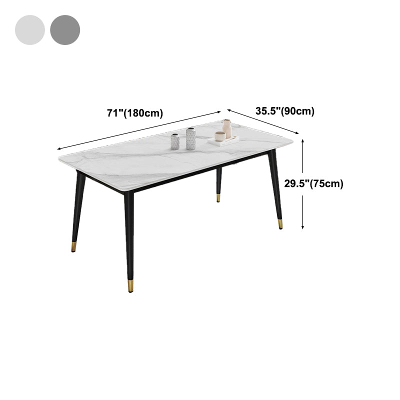 Black 4-foot Metal Dining Table Modern Stone Top Rectangle Dinette Table Clearhalo 'Dining Tables & Seating' 'Dining Tables' 'dining_table' 'furn' 'furn_dining_table' 'Furniture' 'furniture_dining_table' 'Kitchen & Dining Furniture' 5062741