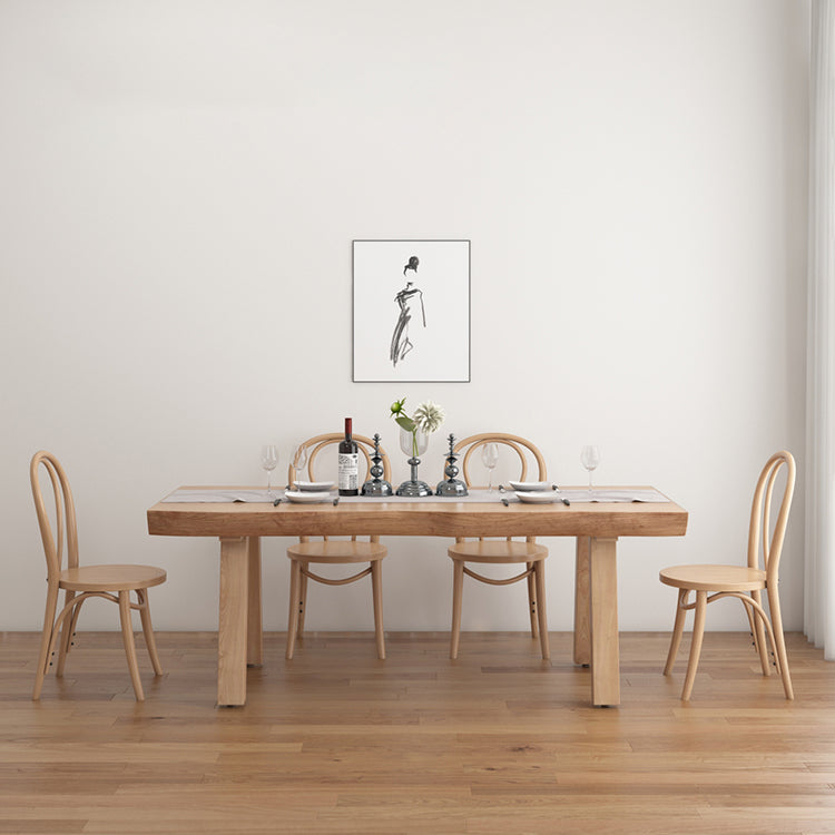 Living Room Solid Wood Top Table Modern Simple Table with 4 Legs 55.1"L x 25.6"W x 29.5"H Without Chairs Clearhalo 'Dining Tables & Seating' 'Dining Tables' 'dining_table' 'furn' 'furn_dining_table' 'Furniture' 'furniture_dining_table' 'Kitchen & Dining Furniture' 5062746