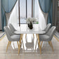 Tripod Base Dining Table Traditional Luxury Rectangle Stone and Iron Dining Table Gold 47.2"L x 23.6"W x 29.5"H Without Chairs Clearhalo 'Dining Tables & Seating' 'Dining Tables' 'dining_table' 'furn' 'furn_dining_table' 'Furniture' 'furniture_dining_table' 'Kitchen & Dining Furniture' 5062764