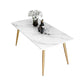 Tripod Base Dining Table Traditional Luxury Rectangle Stone and Iron Dining Table Gold Without Chairs Clearhalo 'Dining Tables & Seating' 'Dining Tables' 'dining_table' 'furn' 'furn_dining_table' 'Furniture' 'furniture_dining_table' 'Kitchen & Dining Furniture' 5062765