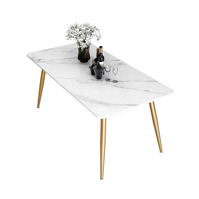 Tripod Base Dining Table Traditional Luxury Rectangle Stone and Iron Dining Table Gold Without Chairs Clearhalo 'Dining Tables & Seating' 'Dining Tables' 'dining_table' 'furn' 'furn_dining_table' 'Furniture' 'furniture_dining_table' 'Kitchen & Dining Furniture' 5062765