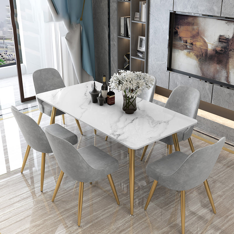 Tripod Base Dining Table Traditional Luxury Rectangle Stone and Iron Dining Table Gold 55.1"L x 31.5"W x 29.5"H Without Chairs Clearhalo 'Dining Tables & Seating' 'Dining Tables' 'dining_table' 'furn' 'furn_dining_table' 'Furniture' 'furniture_dining_table' 'Kitchen & Dining Furniture' 5062766