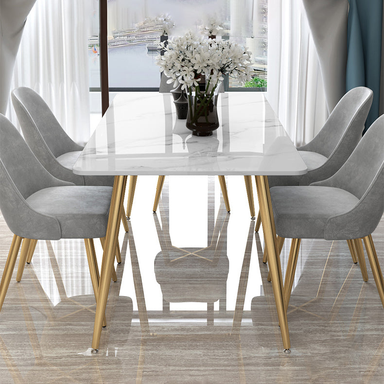 Tripod Base Dining Table Traditional Luxury Rectangle Stone and Iron Dining Table Clearhalo 'Dining Tables & Seating' 'Dining Tables' 'dining_table' 'furn' 'furn_dining_table' 'Furniture' 'furniture_dining_table' 'Kitchen & Dining Furniture' 5062773