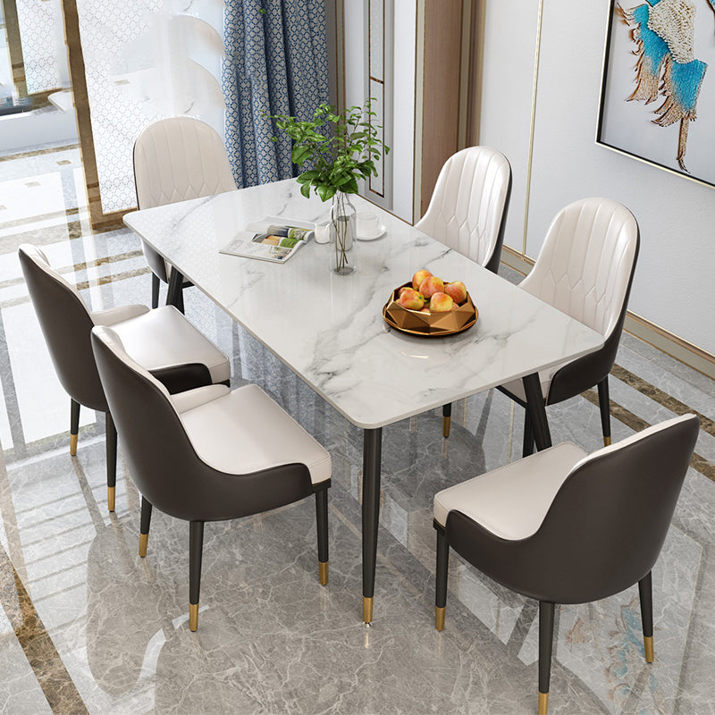 Tripod Base Dining Table Traditional Luxury Rectangle Stone and Iron Dining Table Clearhalo 'Dining Tables & Seating' 'Dining Tables' 'dining_table' 'furn' 'furn_dining_table' 'Furniture' 'furniture_dining_table' 'Kitchen & Dining Furniture' 5062774