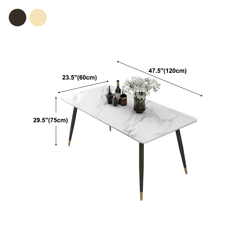 Tripod Base Dining Table Traditional Luxury Rectangle Stone and Iron Dining Table Clearhalo 'Dining Tables & Seating' 'Dining Tables' 'dining_table' 'furn' 'furn_dining_table' 'Furniture' 'furniture_dining_table' 'Kitchen & Dining Furniture' 5062776