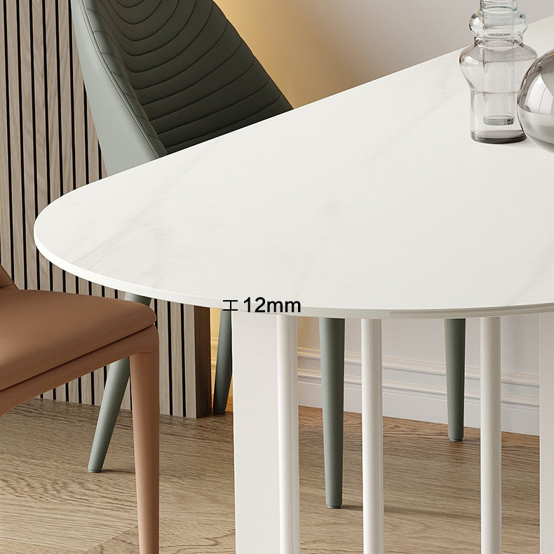Modern Stone Top Oval Dinette Table Metal Base Dining Table in White Clearhalo 'Dining Tables & Seating' 'Dining Tables' 'dining_table' 'furn' 'furn_dining_table' 'Furniture' 'furniture_dining_table' 'Kitchen & Dining Furniture' 5062815