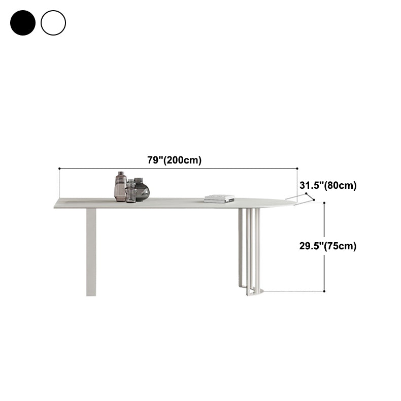 Modern Stone Top Oval Dinette Table Metal Base Dining Table in White Clearhalo 'Dining Tables & Seating' 'Dining Tables' 'dining_table' 'furn' 'furn_dining_table' 'Furniture' 'furniture_dining_table' 'Kitchen & Dining Furniture' 5062820