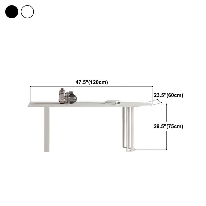 Modern Stone Top Oval Dinette Table Metal Base Dining Table in White Clearhalo 'Dining Tables & Seating' 'Dining Tables' 'dining_table' 'furn' 'furn_dining_table' 'Furniture' 'furniture_dining_table' 'Kitchen & Dining Furniture' 5062824