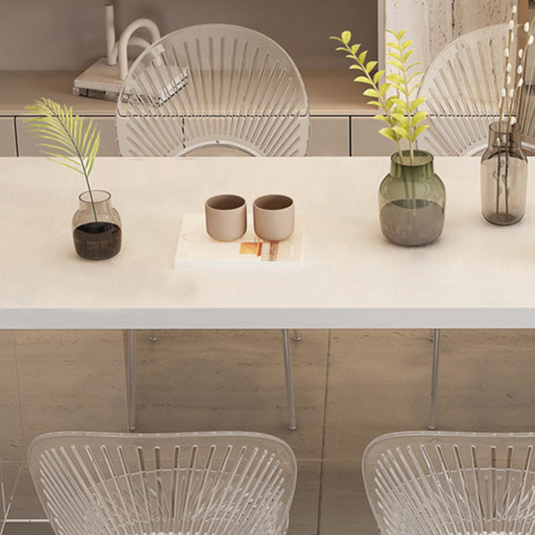 Acrylic Base Double Pedestal Table Modern Rectangle Dinner Table Kitchen Home Clearhalo 'Dining Tables & Seating' 'Dining Tables' 'dining_table' 'furn' 'furn_dining_table' 'Furniture' 'furniture_dining_table' 'Kitchen & Dining Furniture' 5062831