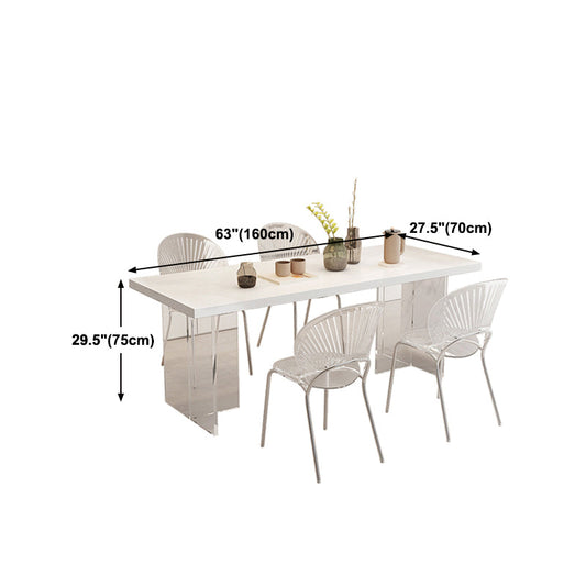 Acrylic Base Double Pedestal Table Modern Rectangle Dinner Table Kitchen Home Clearhalo 'Dining Tables & Seating' 'Dining Tables' 'dining_table' 'furn' 'furn_dining_table' 'Furniture' 'furniture_dining_table' 'Kitchen & Dining Furniture' 5062839