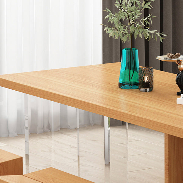 Modern Wood Table in Brown for Restaurant Rectangle Table with Acrylic Base Clearhalo 'Dining Tables & Seating' 'Dining Tables' 'dining_table' 'furn' 'furn_dining_table' 'Furniture' 'furniture_dining_table' 'Kitchen & Dining Furniture' 5062884