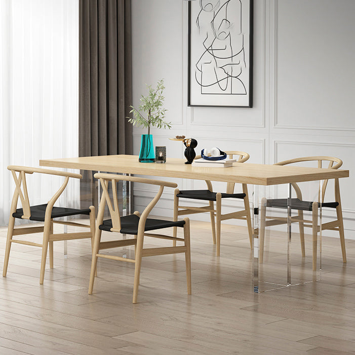 Modern Wood Table in Brown for Restaurant Rectangle Table with Acrylic Base Clearhalo 'Dining Tables & Seating' 'Dining Tables' 'dining_table' 'furn' 'furn_dining_table' 'Furniture' 'furniture_dining_table' 'Kitchen & Dining Furniture' 5062886