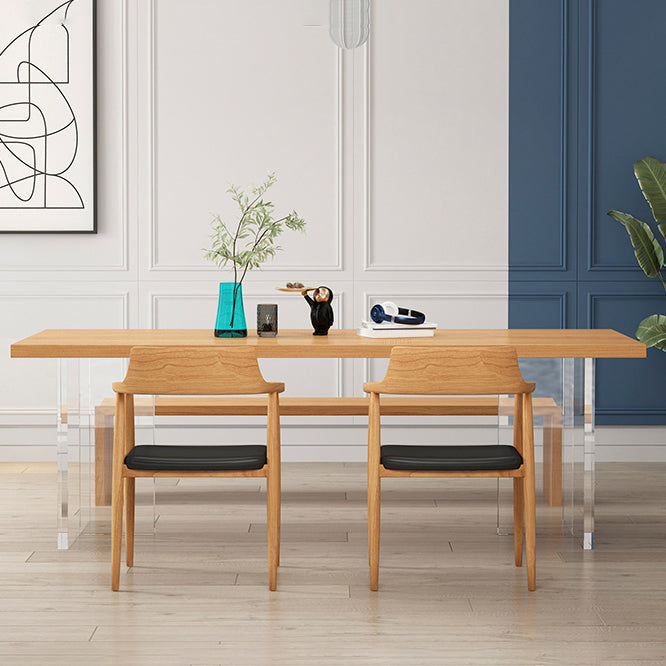 Modern Wood Table in Brown for Restaurant Rectangle Table with Acrylic Base Clearhalo 'Dining Tables & Seating' 'Dining Tables' 'dining_table' 'furn' 'furn_dining_table' 'Furniture' 'furniture_dining_table' 'Kitchen & Dining Furniture' 5062890